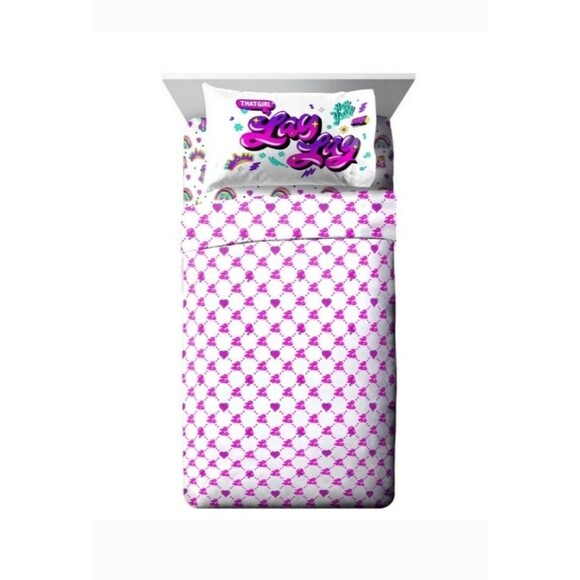 Lay Lay Toodles Pink Poodles Kids 4-Piece Full Sheet Set, Microfiber, Pink - Picture 7 of 9